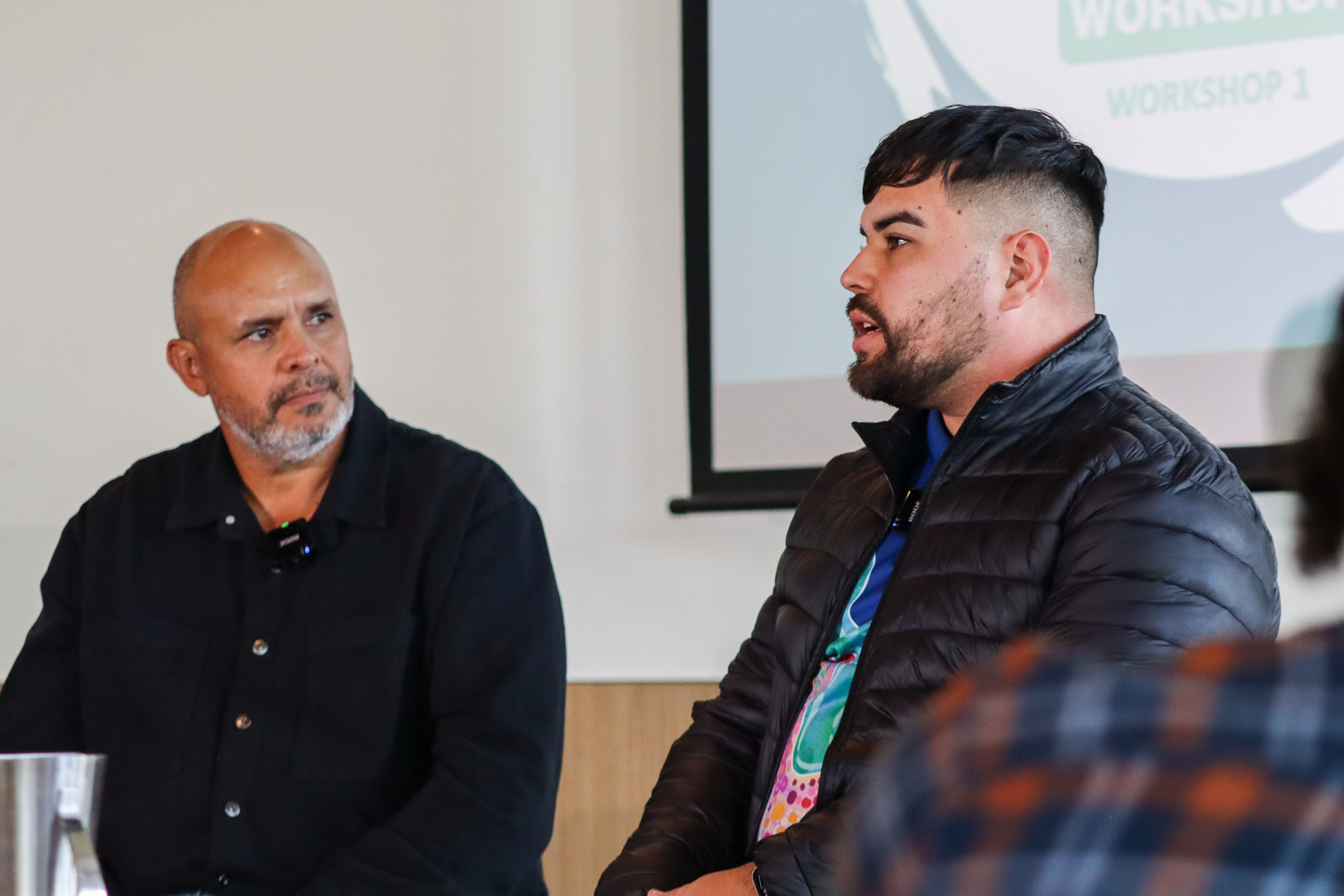 Daniel Hamilton Program Facilitator Jim Davis. 2024 program graduate Daniel Hamilton (right) shares his experience with the 2025 cohort and Program Facilitator Jim Davis.