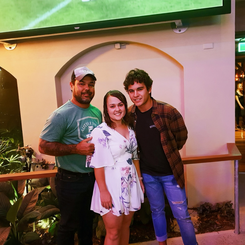Jayrahni with her brother and father