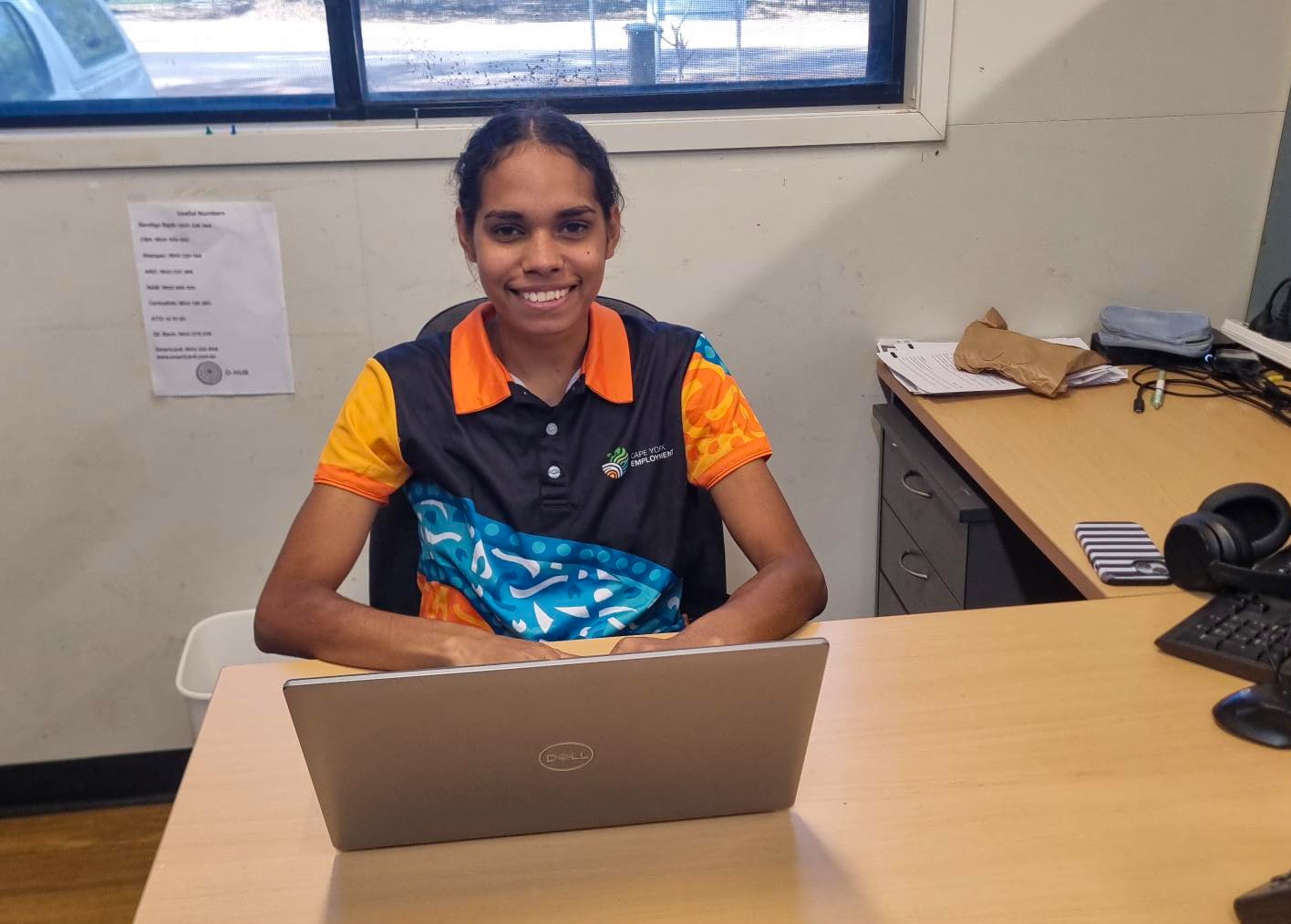 Shakarnie at her deskat Cape York Employment in Coen
